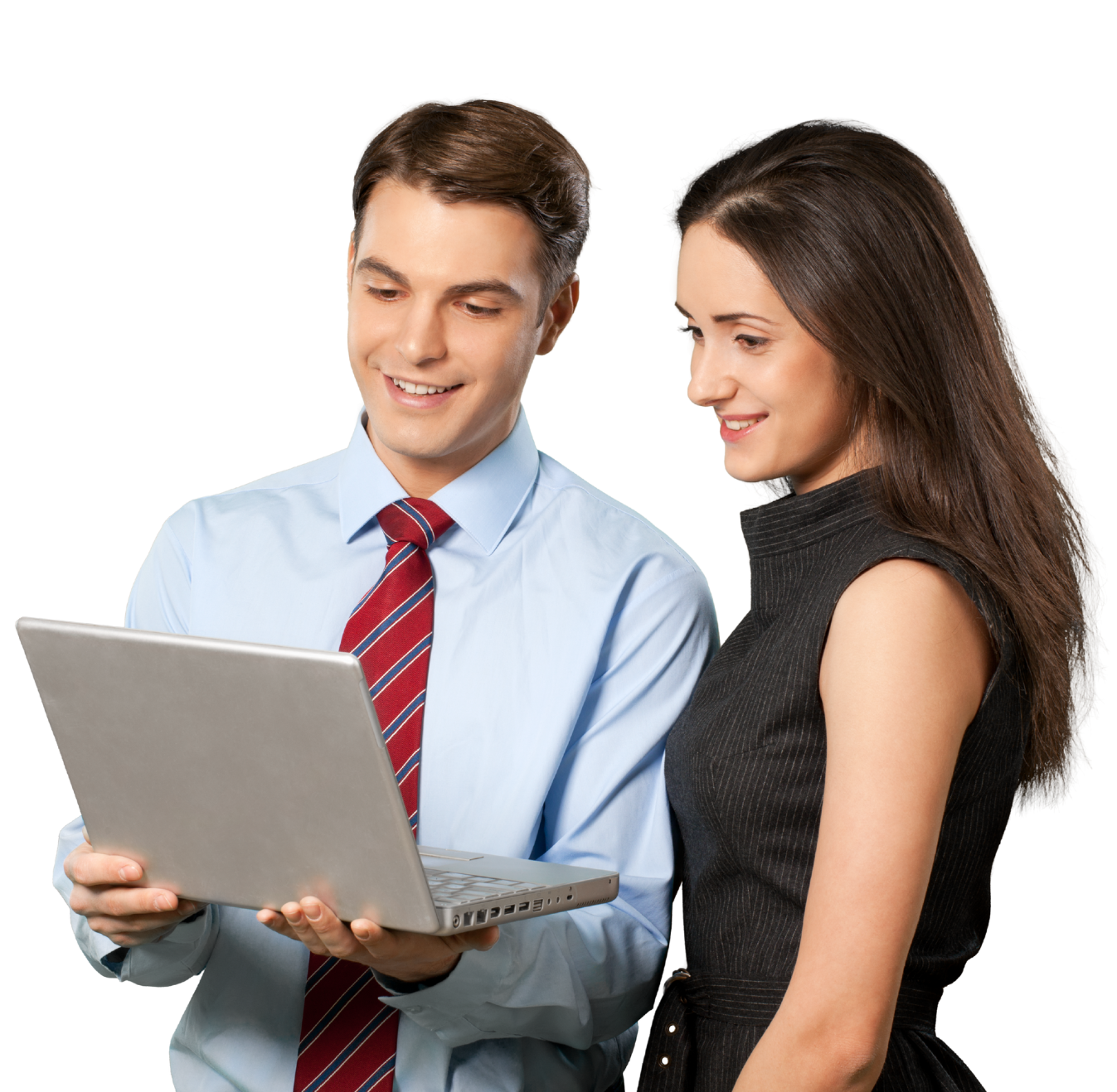 Business professionals looking at tablet