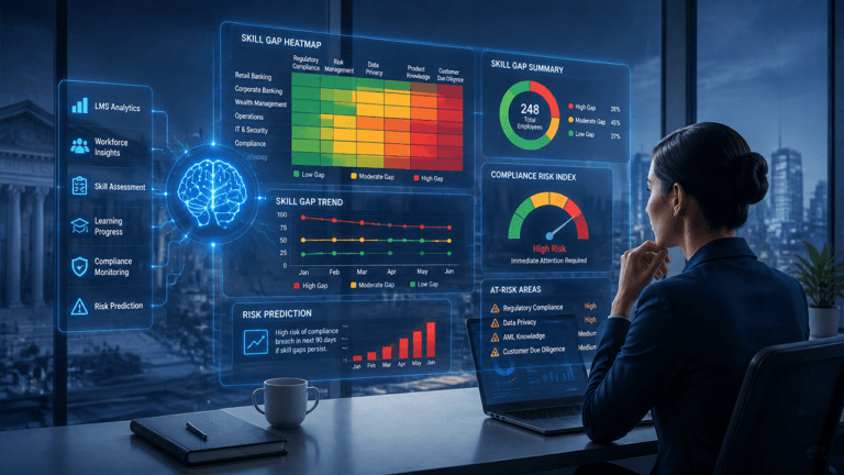 Read more about the article How Banks Use LMS Analytics to Predict Skill Gaps Before They Become Compliance Risks