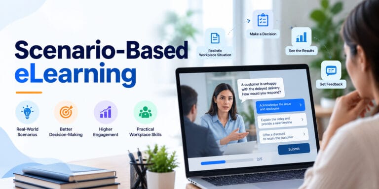 Read more about the article Scenario-Based eLearning: Benefits, Types, Examples & How to Design Effective Training